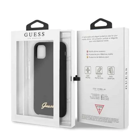 Guess Silicone Vintage Gold Logo series GUHCN58LSLMGBK priekš Apple iPhone 11 Pro - Melns - silikona aizmugures apvalks (bampers, vāciņš, slim TPU case cover, bumper) Guess Silicone Vintage Gold Logo series GUHCN58LSLMGBK priekš Apple iPhone 11 Pro - Melns - silikona aizmugures apvalks (bampers, vāciņš, slim TPU case cover, bumper)