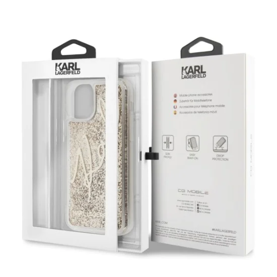 Karl Lagerfeld Glitter Liquid Signature series KLHCN61TRKSGO для Apple iPhone 11 - Золотистый - пластиковая накладка / бампер (крышка чехол, TPU back cover, bumper shell) Karl Lagerfeld Glitter Liquid Signature series KLHCN61TRKSGO для Apple iPhone 11 - Золотистый - пластиковая накладка / бампер (крышка чехол, TPU back cover, bumper shell)
