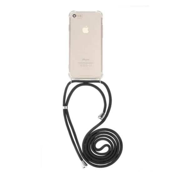 Forcell Cord Case для Samsung Galaxy A51 A515 - Чёрный шнурок - прозрачный противоударная силиконовая накладка / бампер с верёвкой-шнурком Forcell Cord Case для Samsung Galaxy A51 A515 - Чёрный шнурок - прозрачный противоударная силиконовая накладка / бампер с верёвкой-шнурком