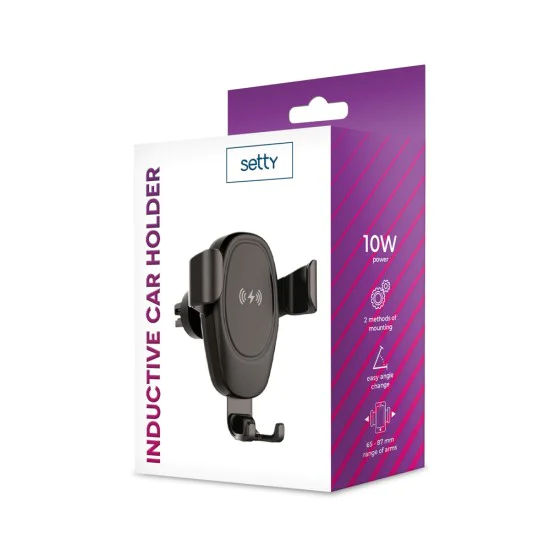 Setty IUS-01 QI 10W Wireless Fast QI Charger Gravity Air Vent Car holder - Чёрный - Универсальный авто держатель крепление на решётку вентилятора с встроенной беспроводной зарядкой Setty IUS-01 QI 10W Wireless Fast QI Charger Gravity Air Vent Car holder - Чёрный - Универсальный авто держатель крепление на решётку вентилятора с встроенной беспроводной зарядкой