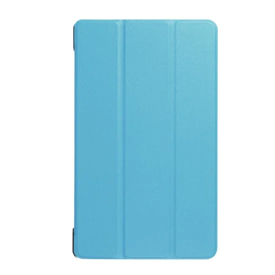 Tri-fold Stand PU Smart Auto Wake/Sleep Leather Case priekš Lenovo Tab 4 8.0 TB-8504 - Gaiši Zils - sāniski atverams maciņš ar stendu Tri-fold Stand PU Smart Auto Wake/Sleep Leather Case priekš Lenovo Tab 4 8.0 TB-8504 - Gaiši Zils - sāniski atverams maciņš ar stendu