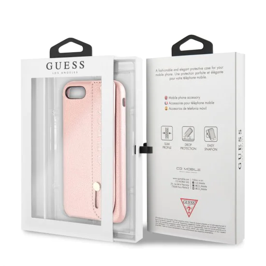 Guess Saffiano Strap series Back Case GUHCI8SBSRO priekš Apple iPhone 7 / 8 / SE2 (2020) / SE3 (2022) - Rozā - ādas aizmugures apvalks / bampers-vāciņš Guess Saffiano Strap series Back Case GUHCI8SBSRO priekš Apple iPhone 7 / 8 / SE2 (2020) / SE3 (2022) - Rozā - ādas aizmugures apvalks / bampers-vāciņš