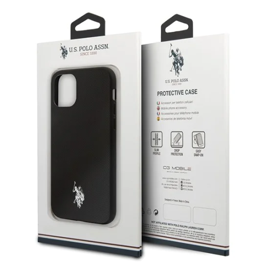 U.S. Polo Assn. Polo Type Collection series USHCN65PUBK priekš Apple iPhone 11 Pro Max - Melns - silikona aizmugures apvalks / bampers-vāciņš U.S. Polo Assn. Polo Type Collection series USHCN65PUBK priekš Apple iPhone 11 Pro Max - Melns - silikona aizmugures apvalks / bampers-vāciņš