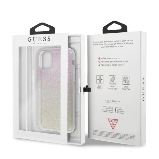 Guess Glitter Gradient series GUHCN58PCUGLGPI для Apple iPhone 11 Pro - Розовый - чехол-накладка из силикона и пластика Guess Glitter Gradient series GUHCN58PCUGLGPI для Apple iPhone 11 Pro - Розовый - чехол-накладка из силикона и пластика