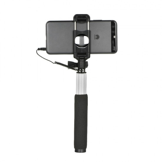 Remax P5 Audio cable remote control Selfie Stick - Sudrabains - Selfie monopod Teleskopisks Universāla stiprinājuma statīvs