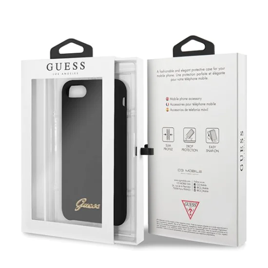 Guess Silicone Vintage Gold Logo series GUHCI8LSLMGBK для Apple iPhone 7 / 8 / SE2 (2020) / SE3 (2022) - Чёрный - силиконовый чехол-накладка / бампер-крышка Guess Silicone Vintage Gold Logo series GUHCI8LSLMGBK для Apple iPhone 7 / 8 / SE2 (2020) / SE3 (2022) - Чёрный - силиконовый чехол-накладка / бампер-крышка