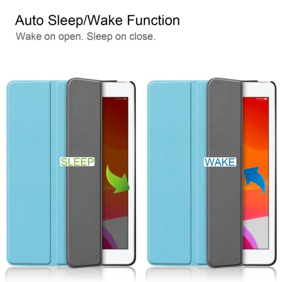 Tri-fold Stand PU Smart Auto Wake/Sleep Leather Case для Apple iPad 10.2 (2019 / 2020 / 2021) - Голубой - чехол-книжка со стендом / подставкой Tri-fold Stand PU Smart Auto Wake/Sleep Leather Case для Apple iPad 10.2 (2019 / 2020 / 2021) - Голубой - чехол-книжка со стендом / подставкой