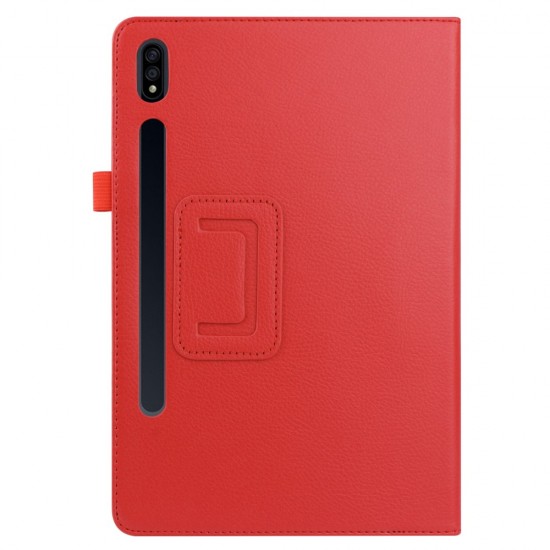Litchi Texture Leather Stand Protective Case для Samsung Galaxy Tab S7 T870 / T875 / Tab S8 X700 / X706 - Красный - чехол-книжка со стендом / подставкой