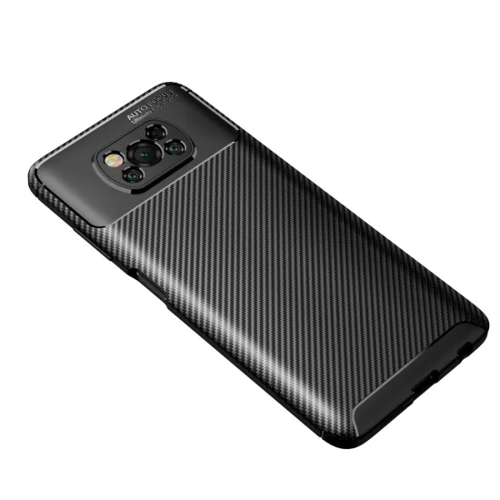 Beetle Series Carbon Fiber TPU Protection Phone Cover для Xiaomi Poco X3 NFC / X3 Pro - Чёрный - противоударная силиконовая накладка / бампер-крышка Beetle Series Carbon Fiber TPU Protection Phone Cover для Xiaomi Poco X3 NFC / X3 Pro - Чёрный - противоударная силиконовая накладка / бампер-крышка