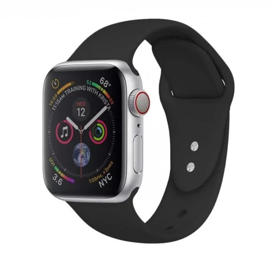 Dual Pin Buckle Silicone Watch Strap priekš Apple Watch 38 / 40 / 41 mm - Melns - silikona siksniņa priekš pulksteņiem ar divām saspraudēm Dual Pin Buckle Silicone Watch Strap priekš Apple Watch 38 / 40 / 41 mm - Melns - silikona siksniņa priekš pulksteņiem ar divām saspraudēm