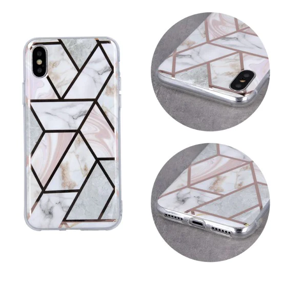 Geometric Marmur Back Case priekš Apple iPhone 12 mini - Rozā - silikona aizmugures apvalks / bampers-vāciņš Geometric Marmur Back Case priekš Apple iPhone 12 mini - Rozā - silikona aizmugures apvalks / bampers-vāciņš