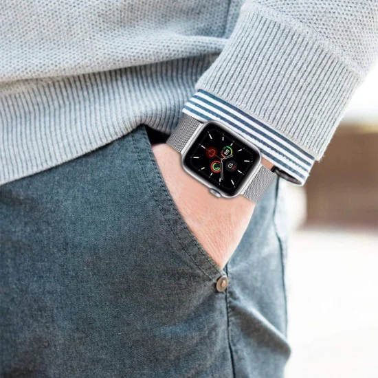 Tech-Protect Magnetic Milanese Metal Watch Band priekš Apple Watch 38 / 40 / 41 mm - Sudrabains - siksniņa viedpulksteņiem no nerūsējoša tērauda ar magnētu Tech-Protect Magnetic Milanese Metal Watch Band priekš Apple Watch 38 / 40 / 41 mm - Sudrabains - siksniņa viedpulksteņiem no nerūsējoša tērauda ar magnētu