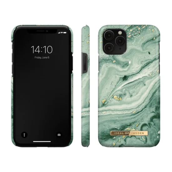 iDeal of Sweden Fashion SS21 Back Case для Apple iPhone 11 Pro - Mint Swirl Marble - пластиковый чехол-накладка с встроенной металической пластиной / бампер-крышка iDeal of Sweden Fashion SS21 Back Case для Apple iPhone 11 Pro - Mint Swirl Marble - пластиковый чехол-накладка с встроенной металической пластиной / бампер-крышка