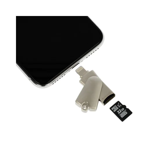 Micro SD Card Reader with Lightning port - Pelēks - atmiņas karšu lasītājs Micro SD Card Reader with Lightning port - Pelēks - atmiņas karšu lasītājs