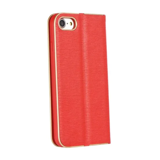 Luna Book Gold Case priekš Samsung Galaxy A12 A125 - Sarkans - sāniski atverams maciņš ar magnētu un stendu Luna Book Gold Case priekš Samsung Galaxy A12 A125 - Sarkans - sāniski atverams maciņš ar magnētu un stendu