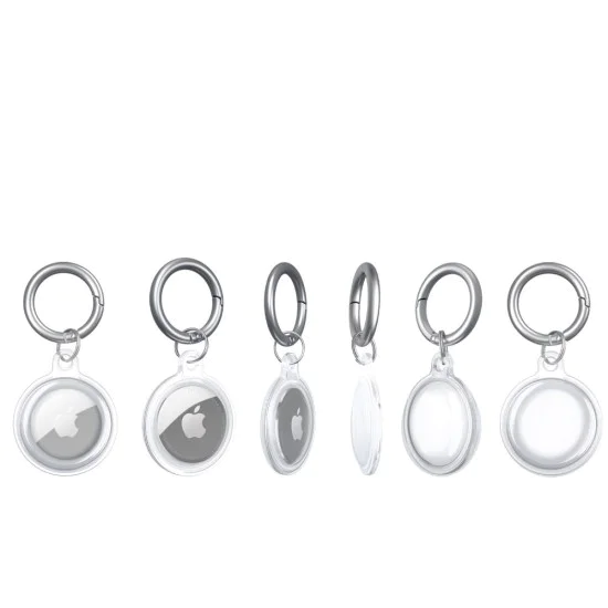 Shock Absorbing Soft TPU Protector Case with Keychain для Apple AirTag - Прозрачный / Синий - противоударный силиконовый чехол / брелок для беспроводного устройства отслеживания Shock Absorbing Soft TPU Protector Case with Keychain для Apple AirTag - Прозрачный / Синий - противоударный силиконовый чехол / брелок для беспроводного устройства отслеживания
