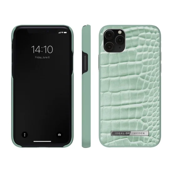 iDeal of Sweden Atelier SS21 Back Case priekš Apple iPhone 11 Pro - Mint Croco - mākslīgās ādas aizmugures apvalks ar iebūvētu metālisku plāksni / bampers-vāciņš iDeal of Sweden Atelier SS21 Back Case priekš Apple iPhone 11 Pro - Mint Croco - mākslīgās ādas aizmugures apvalks ar iebūvētu metālisku plāksni / bampers-vāciņš