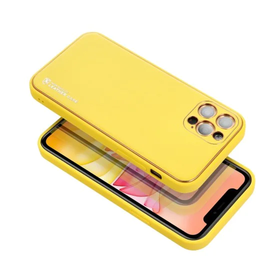 Forcell Leather Back Case priekš Xiaomi Redmi Note 10 Pro - Dzeltens - mākslīgās ādas aizmugures apvalks / bampers-vāciņš Forcell Leather Back Case priekš Xiaomi Redmi Note 10 Pro - Dzeltens - mākslīgās ādas aizmugures apvalks / bampers-vāciņš