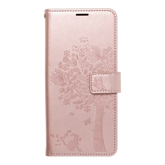 Forcell Mezzo Book Case priekš Samsung Galaxy A72 A725 - Rozā Zelts / Koks - sāniski atverams maciņš ar stendu un auklu / grāmatveida maks Forcell Mezzo Book Case priekš Samsung Galaxy A72 A725 - Rozā Zelts / Koks - sāniski atverams maciņš ar stendu un auklu / grāmatveida maks