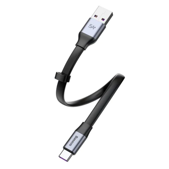 Baseus 0.23M Simple HW 5A USB to Type-C cable (Huawei SuperCharge) - Серый / Чёрный - USB-C дата кабель / провод для зарядки Baseus 0.23M Simple HW 5A USB to Type-C cable (Huawei SuperCharge) - Серый / Чёрный - USB-C дата кабель / провод для зарядки