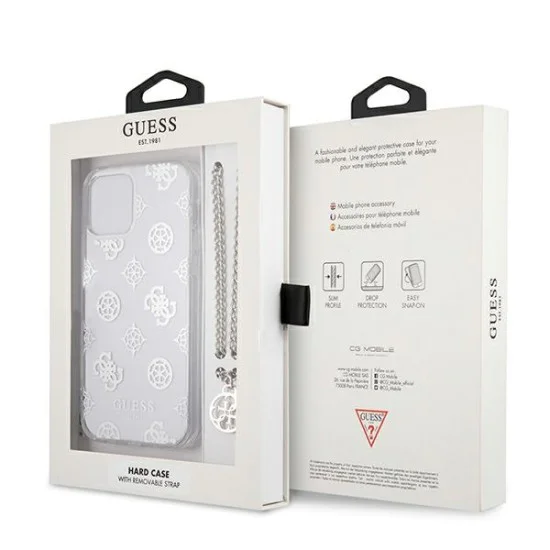 Guess Peony Chain Collection Back Case GUHCP12MKSPESI для Apple iPhone 12 / 12 Pro - Прозрачный / Серебристый - чехол-накладка из силикона и пластика / бампер-крышка Guess Peony Chain Collection Back Case GUHCP12MKSPESI для Apple iPhone 12 / 12 Pro - Прозрачный / Серебристый - чехол-накладка из силикона и пластика / бампер-крышка