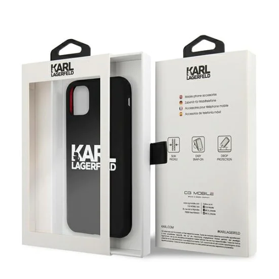 Karl Lagerfeld Silicone Stack Logo series Back Case KLHCP12MSLKLRBK priekš Apple iPhone 12 / 12 Pro - Melns - silikona aizmugures apvalks / maciņš Karl Lagerfeld Silicone Stack Logo series Back Case KLHCP12MSLKLRBK priekš Apple iPhone 12 / 12 Pro - Melns - silikona aizmugures apvalks / maciņš