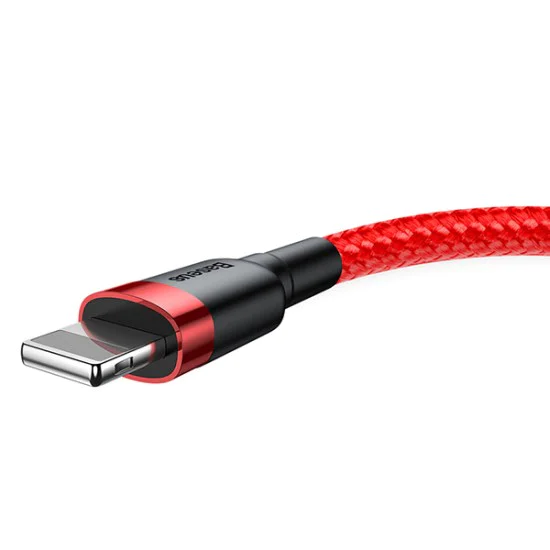 Baseus 1M Cafule 2.4A USB to Lightning cable - Sarkans / Melns - Apple iPhone / iPad lādēšanas un datu kabelis / vads Baseus 1M Cafule 2.4A USB to Lightning cable - Sarkans / Melns - Apple iPhone / iPad lādēšanas un datu kabelis / vads