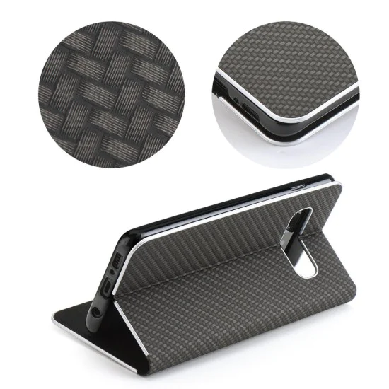 Luna Carbon Book Case для Samsung Galaxy A03s A037G - Чёрный - чехол-книжка со стендом / подставкой Luna Carbon Book Case для Samsung Galaxy A03s A037G - Чёрный - чехол-книжка со стендом / подставкой