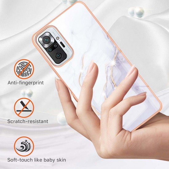 IMD Electroplating Marble Pattern TPU Phone Shell для Xiaomi Redmi Note 10 Pro - Белый - силиконовая накладка / бампер-крышка