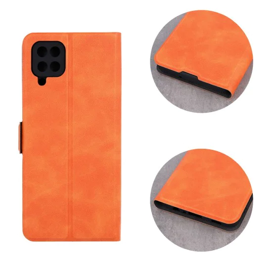 Smart Mono Book Case priekš Samsung Galaxy A12 A125 - Oranžs - sāniski atverams maciņš ar stendu / grāmatveida maks Smart Mono Book Case priekš Samsung Galaxy A12 A125 - Oranžs - sāniski atverams maciņš ar stendu / grāmatveida maks