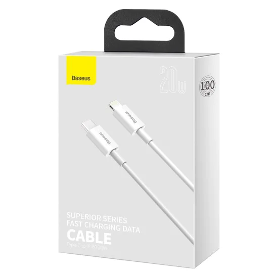 Baseus 1M Superior PD 20W Type-C to Lightning cable - Белый - Apple iPhone / iPad дата кабель / провод для зарядки Baseus 1M Superior PD 20W Type-C to Lightning cable - Белый - Apple iPhone / iPad дата кабель / провод для зарядки