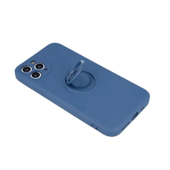 Finger Grip Back Case priekš Apple iPhone 13 Pro - Zils - silikona aizmugures apvalks ar gredzenu / bampers-vāciņš Finger Grip Back Case priekš Apple iPhone 13 Pro - Zils - silikona aizmugures apvalks ar gredzenu / bampers-vāciņš