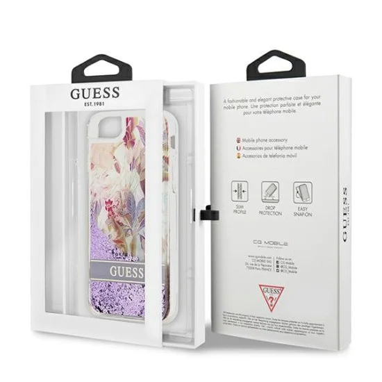Guess Flower Liquid Glitter series GUHCI8LFLSU priekš Apple iPhone 7 / 8 / SE2 (2020) / SE3 (2022) - Violets - silikona / plastikāta aizmugures apvalks / bampers-vāciņš Guess Flower Liquid Glitter series GUHCI8LFLSU priekš Apple iPhone 7 / 8 / SE2 (2020) / SE3 (2022) - Violets - silikona / plastikāta aizmugures apvalks / bampers-vāciņš