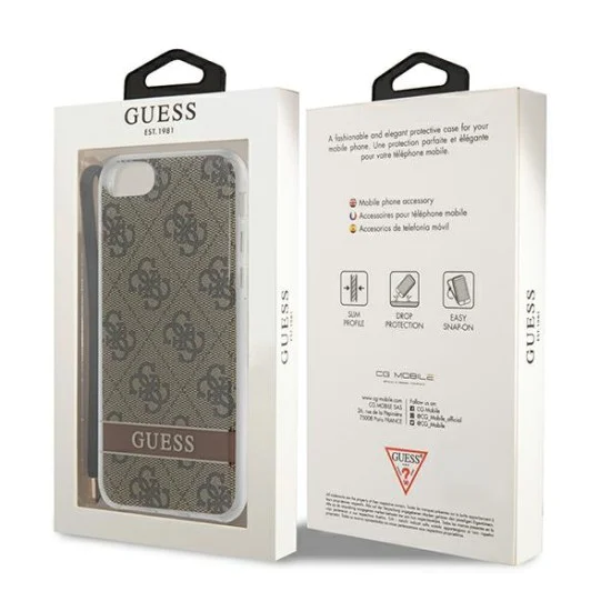 Guess 4G Print Strap Collection Back Case GUOHCI8H4STW для Apple iPhone 7 / 8 / SE2 (2020) / SE3 (2022) - Коричневый - чехол-накладка из силикона и пластика с шнурком / бампер-крышка Guess 4G Print Strap Collection Back Case GUOHCI8H4STW для Apple iPhone 7 / 8 / SE2 (2020) / SE3 (2022) - Коричневый - чехол-накладка из силикона и пластика с шнурком / бампер-крышка