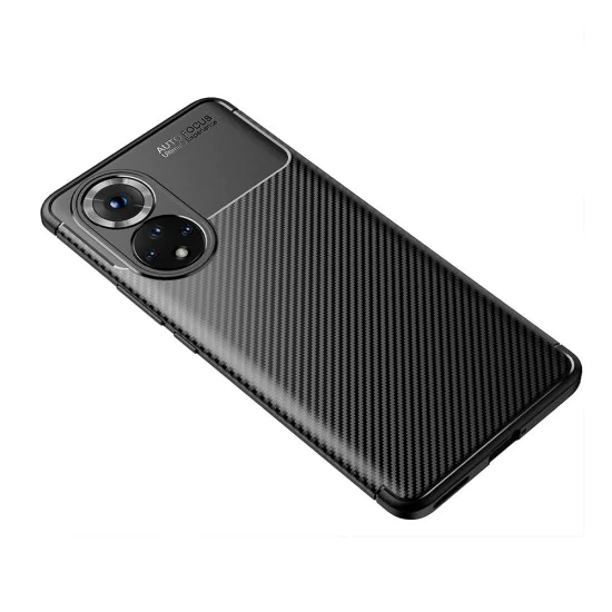 Beetle Series Carbon Fiber TPU Protection Phone Cover для Huawei Nova 9 / Honor 50 - Чёрный - противоударная силиконовая накладка / бампер-крышка Beetle Series Carbon Fiber TPU Protection Phone Cover для Huawei Nova 9 / Honor 50 - Чёрный - противоударная силиконовая накладка / бампер-крышка