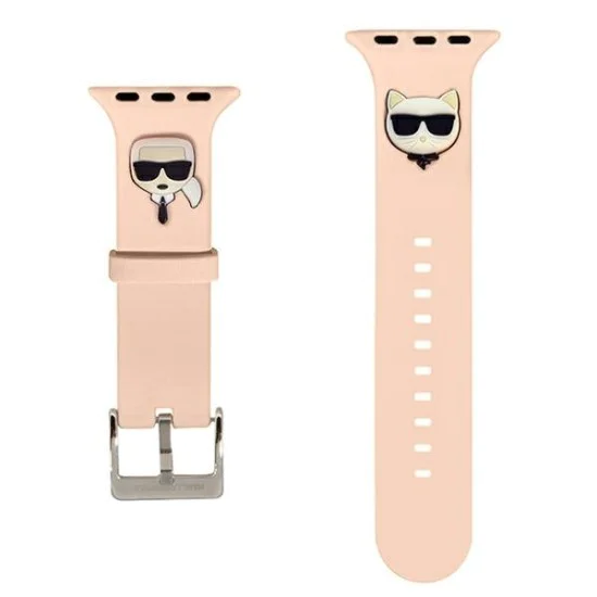 Karl Lagerfeld Silicone Karl & Choupette Heads Series Watch Band KLAWLSLCKP priekš Apple Watch 42 / 44 / 45 mm / Ultra 49 mm - Rozā - silikona siksniņa viedpulksteņiem Karl Lagerfeld Silicone Karl & Choupette Heads Series Watch Band KLAWLSLCKP priekš Apple Watch 42 / 44 / 45 mm / Ultra 49 mm - Rozā - silikona siksniņa viedpulksteņiem