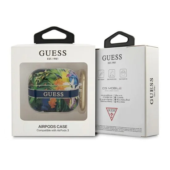 Guess GUA3HHFLB Flower Strap Collection Case для Apple Airpods 3 - Синий - силиконовый чехол для футляра зарядки беспроводных наушников Guess GUA3HHFLB Flower Strap Collection Case для Apple Airpods 3 - Синий - силиконовый чехол для футляра зарядки беспроводных наушников