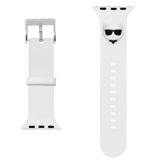Karl Lagerfeld Silicone Choupette Heads Series Watch Band KLAWLSLCW для Apple Watch 42 / 44 / 45 mm / Ultra 49 mm - Белый - силиконовый ремешок для умных часов Karl Lagerfeld Silicone Choupette Heads Series Watch Band KLAWLSLCW для Apple Watch 42 / 44 / 45 mm / Ultra 49 mm - Белый - силиконовый ремешок для умных часов