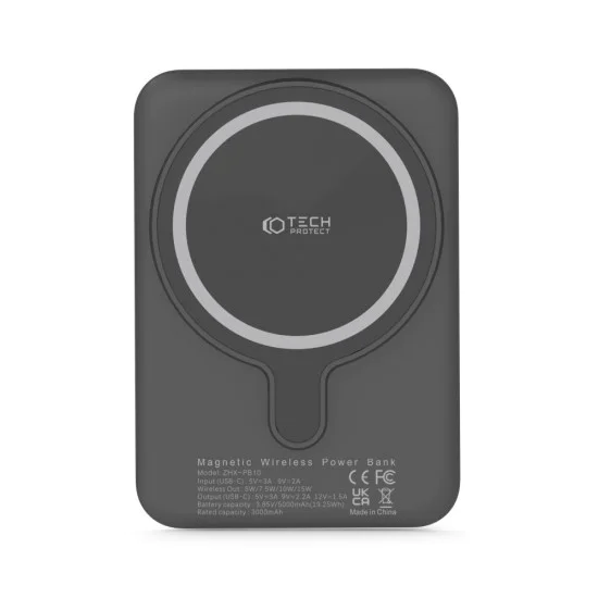 Tech-Protect PB10 5000mAh Lifemag Power Bank для Apple iPhone с MagSafe USB Type-C / Lightning 5V/3A - Чёрный - Универсальный внешний аккумулятор / батарея Tech-Protect PB10 5000mAh Lifemag Power Bank для Apple iPhone с MagSafe USB Type-C / Lightning 5V/3A - Чёрный - Универсальный внешний аккумулятор / батарея