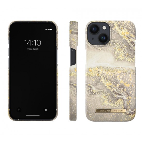 iDeal of Sweden Fashion SS19 Back Case для Apple iPhone 14 Plus - Sparkle Greige Marble - пластиковый чехол-накладка с встроенной металической пластиной / бампер-крышка