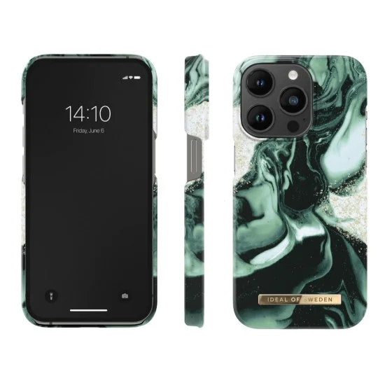 iDeal of Sweden Fashion AW21 Back Case priekš Apple iPhone 14 Pro - Golden Olive Marble - plastikāta aizmugures apvalks ar iebūvētu metālisku plāksni / bampers-vāciņš iDeal of Sweden Fashion AW21 Back Case priekš Apple iPhone 14 Pro - Golden Olive Marble - plastikāta aizmugures apvalks ar iebūvētu metālisku plāksni / bampers-vāciņš