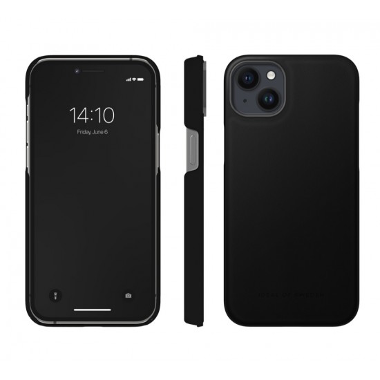 iDeal of Sweden Atelier AW21 Back Case для Apple iPhone 14 Plus - Intense Black - чехол-накладка из искусственной кожи с встроенной металической пластиной / бампер-крышка