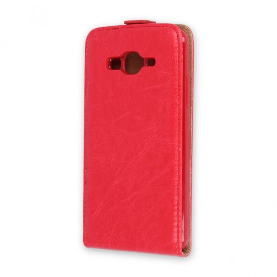 GreenGo Leather Case Plus New priekš Huawei Honor 5X - Sarkans - vertikāli atverams maciņš (ādas telefona maks, leather book vertical flip case cover)