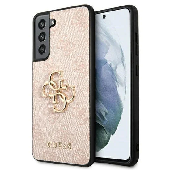 Guess Big Metal Logo Collection Back Case GUHCS21FE4GMGPI priekš Samsung Galaxy S21 FE 5G G990 - Rozā - mākslīgās ādas aizmugures apvalks / bampers-vāciņš Guess Big Metal Logo Collection Back Case GUHCS21FE4GMGPI priekš Samsung Galaxy S21 FE 5G G990 - Rozā - mākslīgās ādas aizmugures apvalks / bampers-vāciņš
