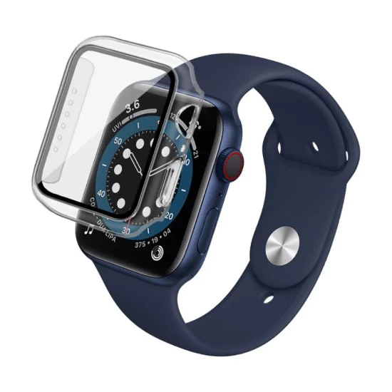 Imak Full Plastic Protective Cover with Tempered Glass priekš Apple Watch Series 4 / 5 / 6 / SE (40mm) - Caurspīdīgs - plastikāta pulksteņu apvalks Imak Full Plastic Protective Cover with Tempered Glass priekš Apple Watch Series 4 / 5 / 6 / SE (40mm) - Caurspīdīgs - plastikāta pulksteņu apvalks
