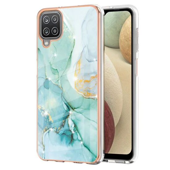 IMD Electroplating Marble Pattern TPU Phone Shell priekš Samsung Galaxy A12 A125 - Zaļš - silikona aizmugures apvalks / bampers-vāciņš IMD Electroplating Marble Pattern TPU Phone Shell priekš Samsung Galaxy A12 A125 - Zaļš - silikona aizmugures apvalks / bampers-vāciņš
