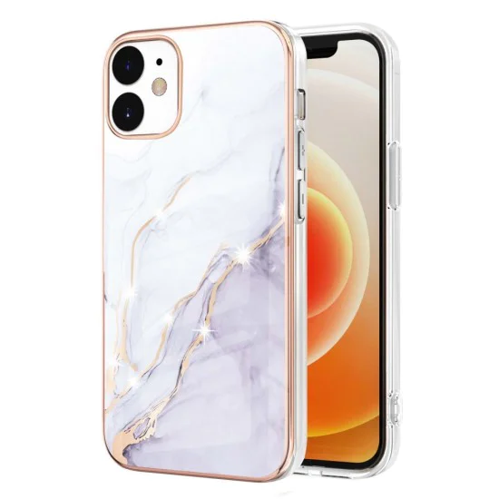 IMD Electroplating Marble Pattern TPU Phone Shell для Apple iPhone 12 / 12 Pro - Белый - силиконовая накладка / бампер-крышка IMD Electroplating Marble Pattern TPU Phone Shell для Apple iPhone 12 / 12 Pro - Белый - силиконовая накладка / бампер-крышка