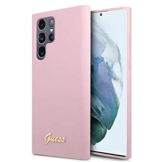 Guess Silicone Script Metal Logo Collection Back Case GUHCS22LLSLMGLA для Samsung Galaxy S22 Ultra 5G S908 - Розовый - силиконовый чехол-накладка / бампер-крышка Guess Silicone Script Metal Logo Collection Back Case GUHCS22LLSLMGLA для Samsung Galaxy S22 Ultra 5G S908 - Розовый - силиконовый чехол-накладка / бампер-крышка