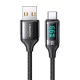 Usams 1.2M U55 Braided 6A USB to Type-C cable Led Display - Чёрный - USB-C дата кабель / провод для зарядки Usams 1.2M U55 Braided 6A USB to Type-C cable Led Display - Чёрный - USB-C дата кабель / провод для зарядки