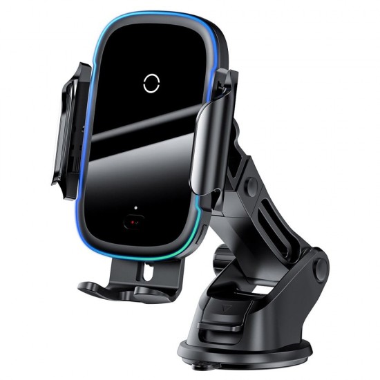 Baseus (WXHW03-01) Light Electric Gravity 15W Wireless QI Charger Car Holder - Чёрный - Универсальное крепление на панель / стекло / вентиляцию автомобиля с встроенной беспроводной зарядкой